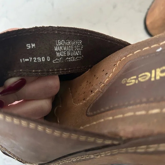 Vintage Y2K Candie’s Leather Platform Chunky Wooden Heel Sandals - Picture 9 of 13